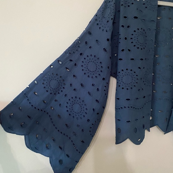 Maeve By Anthropologie Cropped Eyelet Open Kimono - Picture 5 of 7